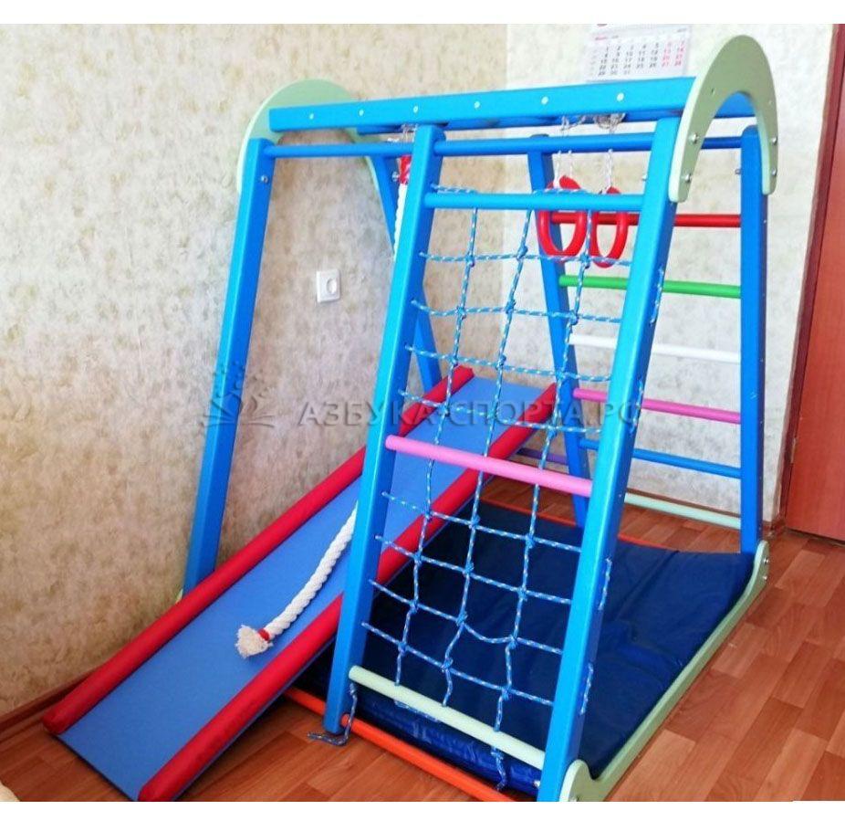 Детский спортивный комплекс КАПЕЛЬКА С РУКОХОДОМ 130 см синяя